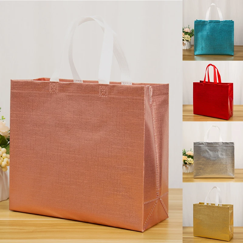 Waterproof Embossed Non-woven Fabric Grocery Bag Film Coated Laser Bag Takeaway Bag Shopping Pouch Eco Bag Shopping Bags 2