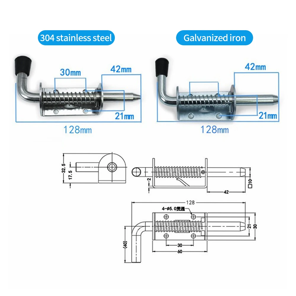 2pcs Garagentor Schloss Riegel Feder geladen Edelstahl Feder Schrauben  Verriegelungen Sicherheit Barrel Bolt Riegel Schrank Scharniere Hardware