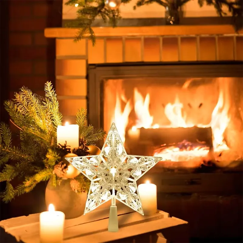 15cm Christmas LED Glowing Star Tree Topper Ornament