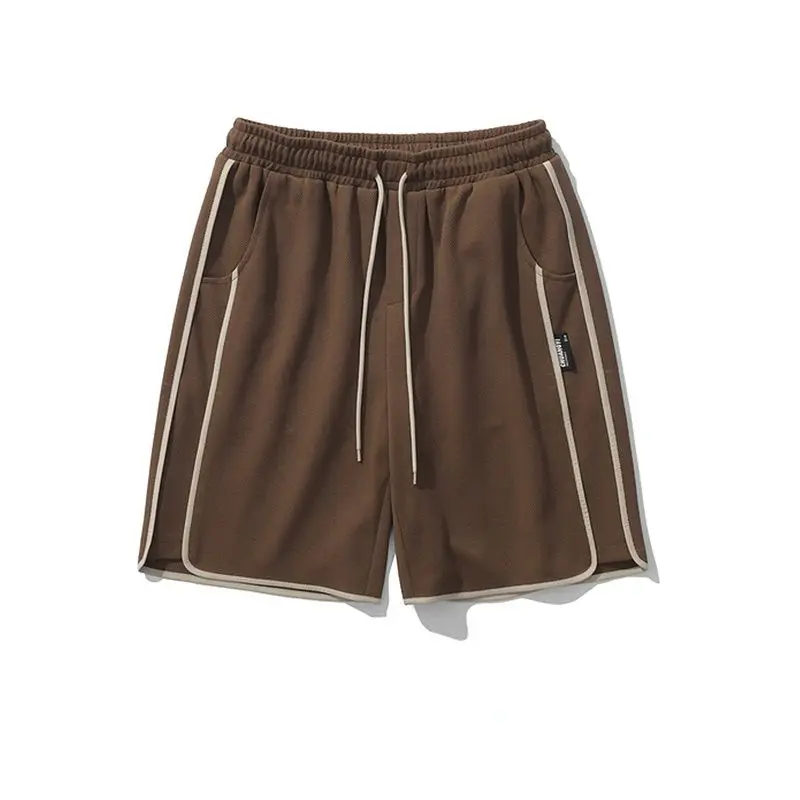 

Retro Japanese Style Simple Color Block Straight Sweatpants Men Loose Casual Shorts for Summer