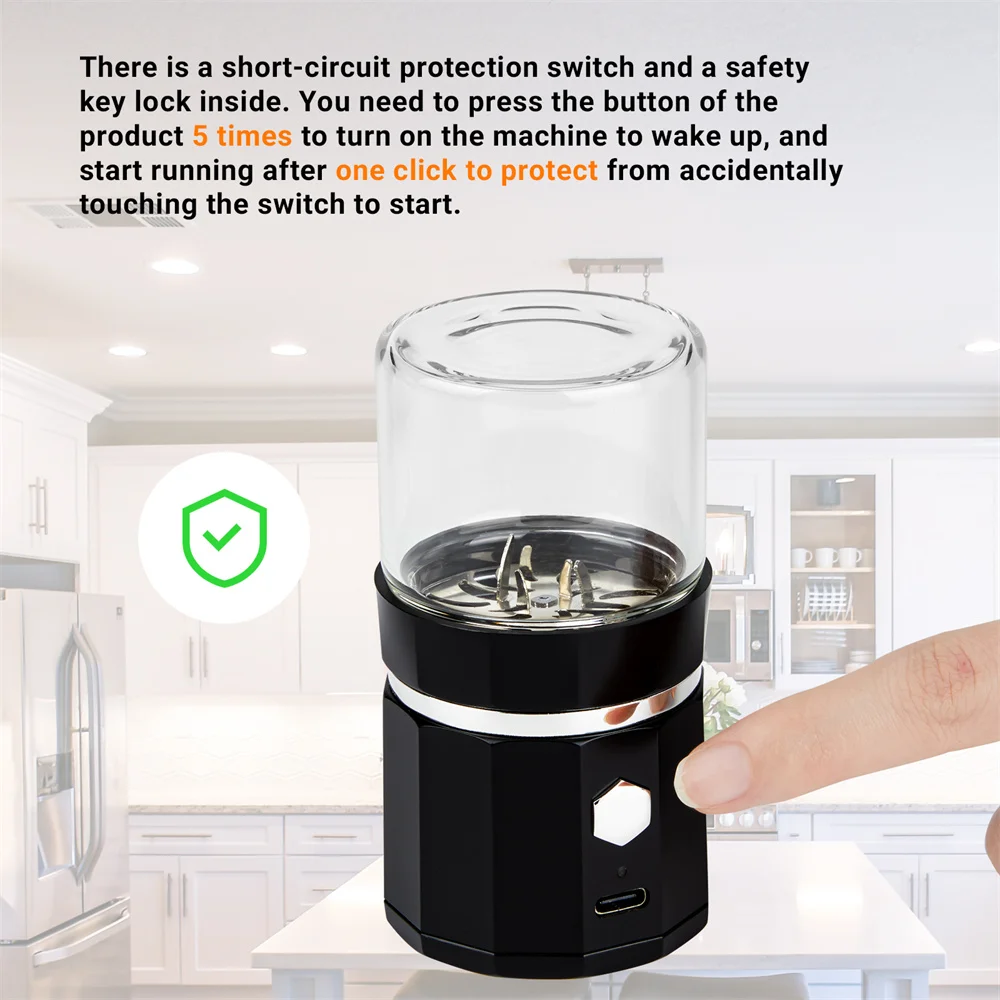 Mini Elektrische Mühle Tragbare Vanille Mühle USB Aufladbare Mühle mit EINER Reinigungsbürste Für Kräuter Tee Rosmarin_voghion.com