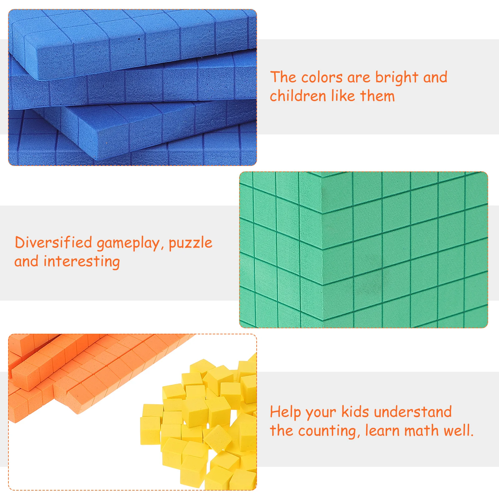 126pcs/Set Math Counting Cube Connector Building Toy Foam Blocks Learning Children Stack Toys Educational Learning Counting Toy 5