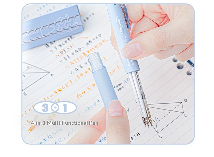 Planwith Multifunktionaler 3+1 Gelstift, 3-farbiger Kugelschreiber und Bleistift, Notizenmarkierung, 0,5 Schreibwaren, Einstrich, mehrere Verwendungsmöglichkeiten – Detail 4