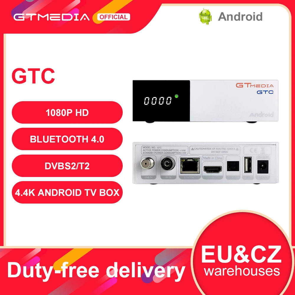 Gtmedia GTC,Android TV Box,Built-in WiFi,Satellite TV Receiver Decoder DVB-S2/T2/C 2GB+16GB,support 3D 4k HD TV Box,ccam Spain apple tv box