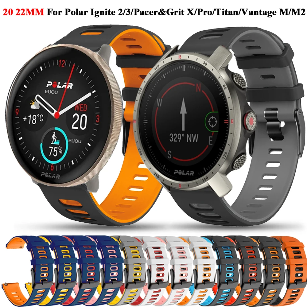 22mm Wrist Straps For Polar Vantage M/M2 Smart Watch Band For Polar Grit X  Pro Watchband Silicone Bracelet Polar Grit X Correa - AliExpress