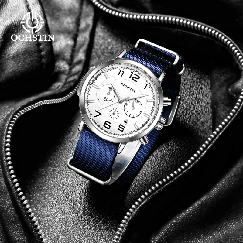 OCHSTIN new creative nylon series watch watch multifunction quartz movement watch 2024 new simple fashion men's quartz watch