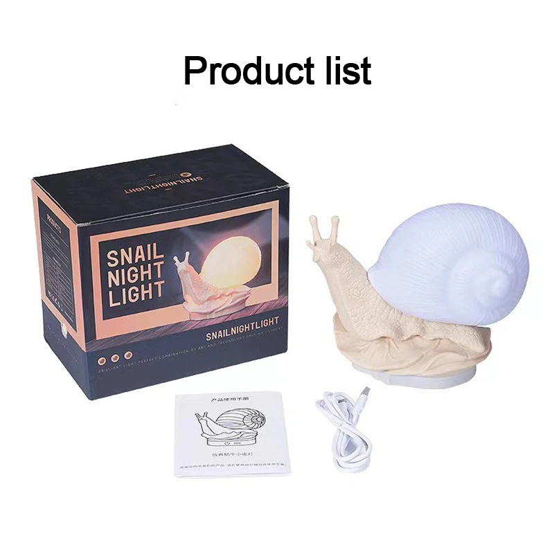 Snail Night Light Cute Lamps Bedside Desk Colors Night Light Gift for Christmas Girls Boys Kids Room Decoration