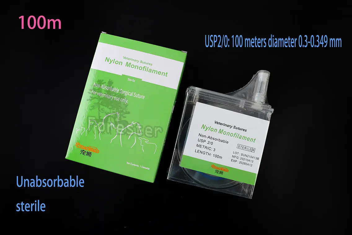 Pet Dog Feline Canine Animal Nylon Suture box Blue Sterile Non Absorbable Pull-out Clinic Hospital Supplies 100m veterinary surgical instruments orthopedic instruments microsurgery suture needle