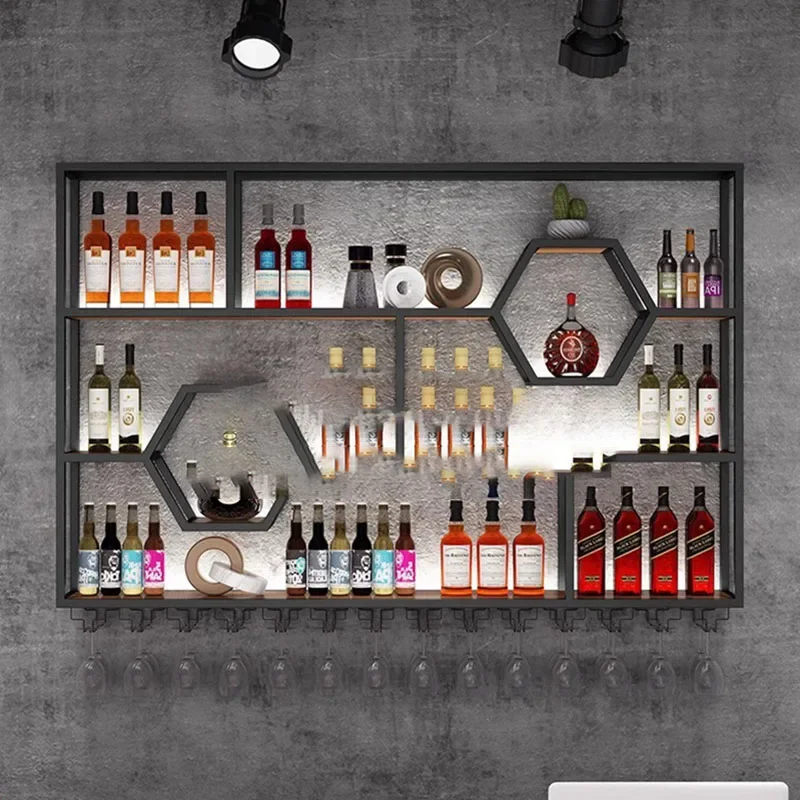 Display Industrial Wine Cabinets Commercial Wall Mounted Modern Unique Wine Racks Storage Bar Adega Barzinho Home Decoration