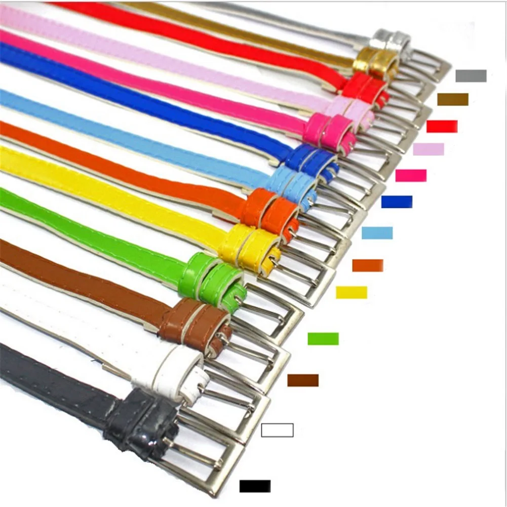 

Thin Pu Leather Dress Belt Woman Belts For Dress Candy Color Yellow Red Pink Brown PU Waist Thin Women's Belt Narrow Strap 2022