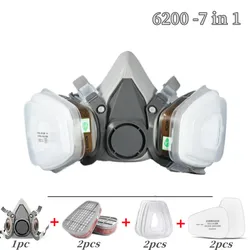 Industrial Half Face Respirator with Protective Fog-Proof Safety Glasses for Dust and Gas Filtration (6200 -7in1Set)
