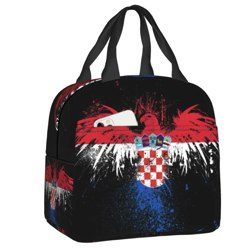 

Flag Of Croatia Thermalsulated Lunch Bags Women Croatian Patriotic Portable Lunchte for School Outdoor Food Bento Box