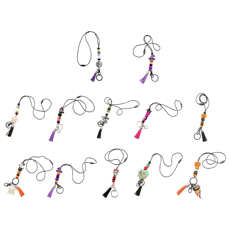 

Ремешки с быстрым доступом на Хэллоуин с застежкой для ключей, милый ремешок с держателем значка, ремешок со скелетом тыквы, с в