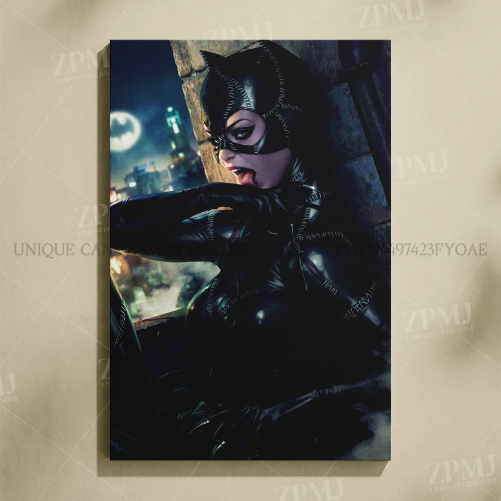 Batwoman and Catwoman Canvas Art - HD Printed Kawaii Wall Decor Poster