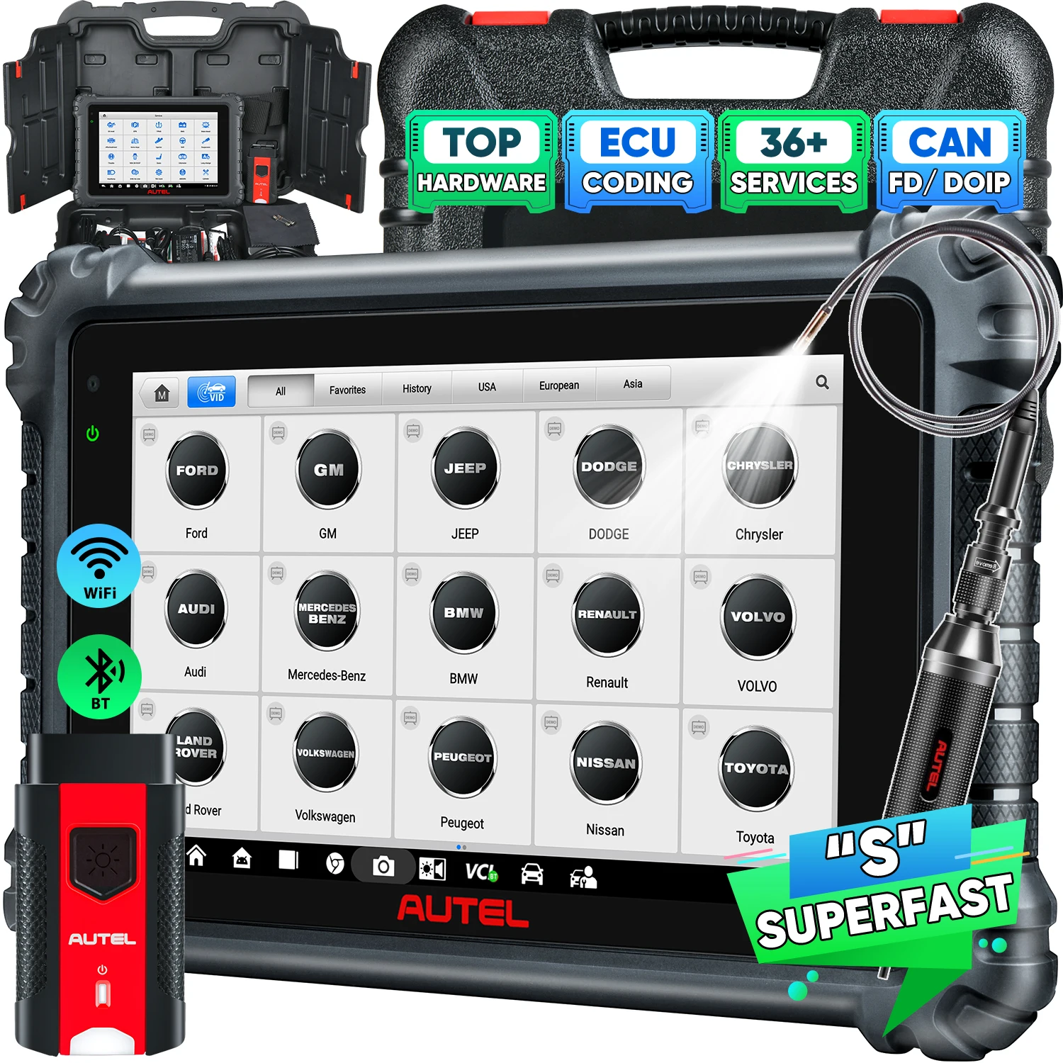 Autel MaxiCOM MK906S 프로 자동차 진단 도구, MS906 프로와 동일한 기능, 고급 ECU 코딩 및 활성 테스트, DoIP 및 CAN FD