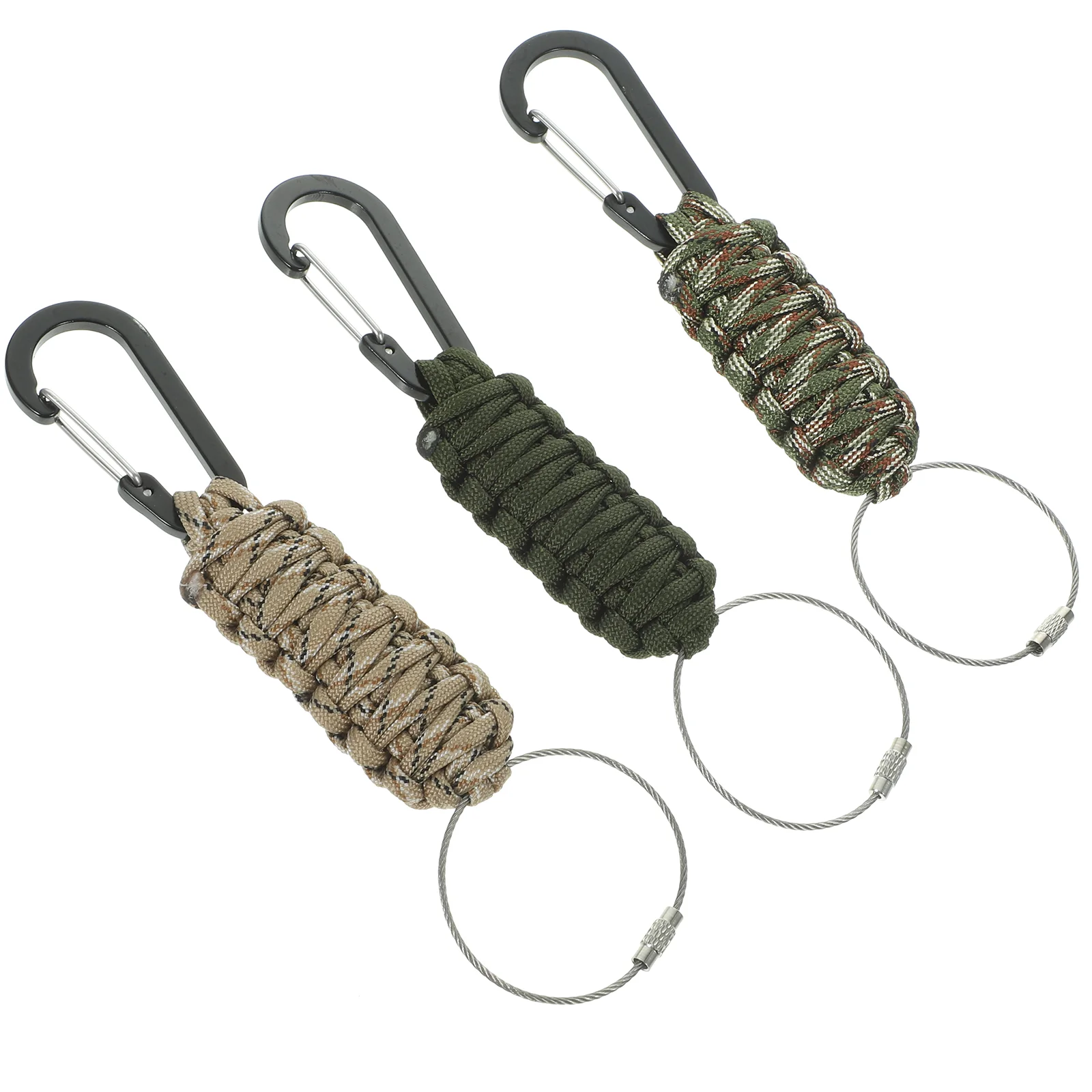 

3 Pcs Desert Outdoor Key Chain Travel Ring Survival Flashlights Aluminum Alloy Plus Nylon Rope Clip Rings