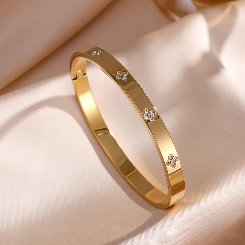 ZAKOL 5/1pcs Sparkling Zirconia Inlaid Stainless Steel