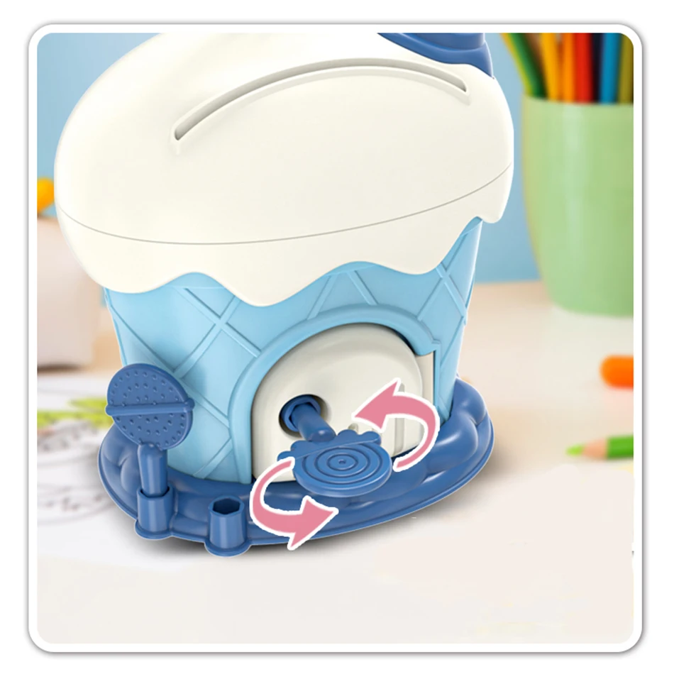 Kids Piggy Bank Ice Cream Hut piggy bank Cartoon DIY Stickers Saving Money Box with Keys Kawaii Large Capacity Toy for Kids Gift