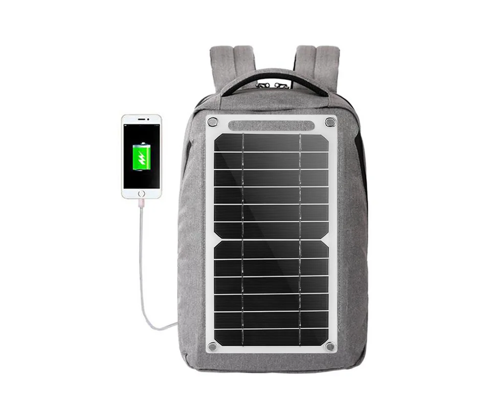 Fast Charging Solar Panel Hiking Camping USB 5V Waterproof Portable 3