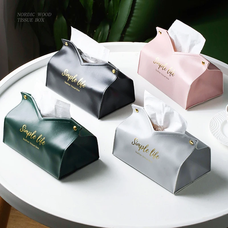 

PU Leather Tissue Boxes Kitchen Desktop Napkin Holder Car Toilet Pumping Paper Storage Box Bag Home Organizer Pouch Table Decor