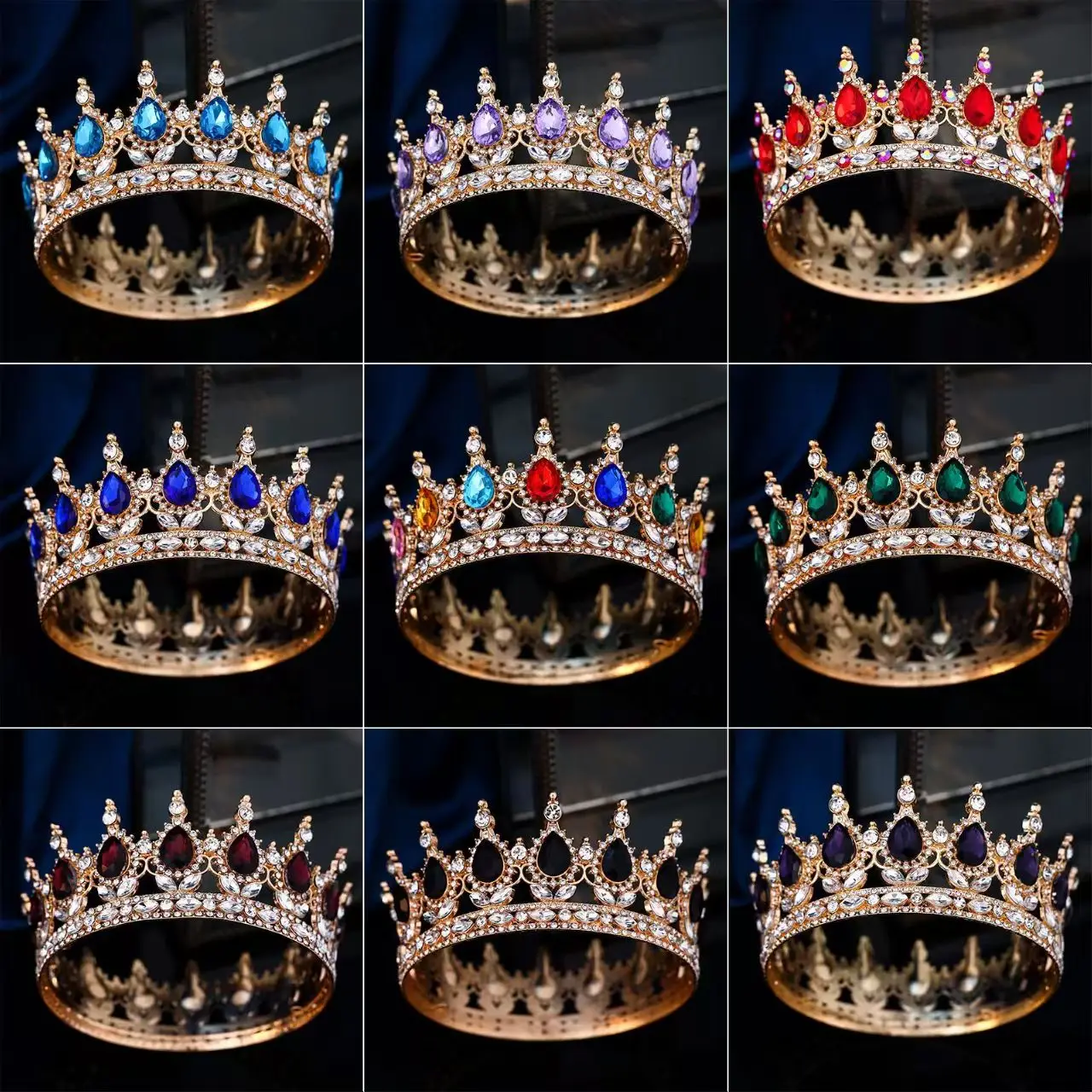 Hair Accessory European Fashion Princess Tiara Baroque Crystal Crown Wedding Pageant