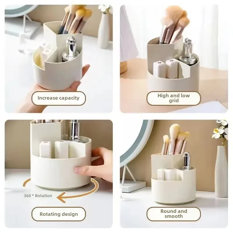 360&deg; Rotating Makeup Brush Holder Large Capacity Cosmet Storag Box Makeup Organiser Lipsticks Container Vanity Organizer Bucket