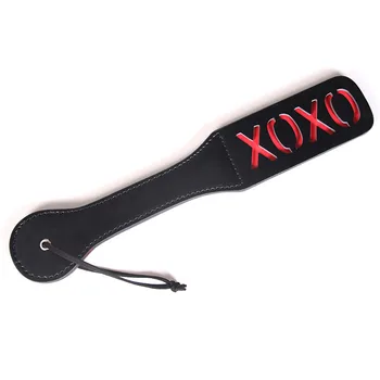 Heart STar SM Flog wide Spank Paddle Beat Submissive Slave Kinky Fetish Riding Crops Black BDSM Whip Torture Gear Sex Toy 5