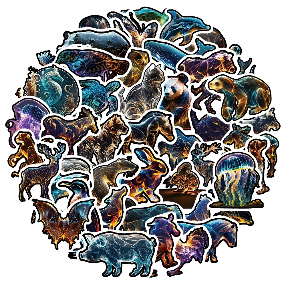 

10/30/50Pcs Cool Cartoon Translucent Abstract Style Animal Stickers Aesthetic Decal DIY Laptop Guitar Vinyl Waterproof Sticker