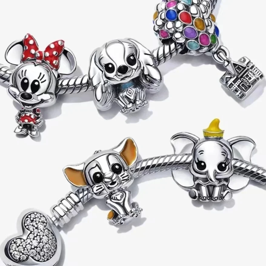 Disney-abalorios de plata 925 para pulsera, cuentas colgantes originales de Stitch, Minnie Mouse, Winnie, Pandora, regalo de joyería