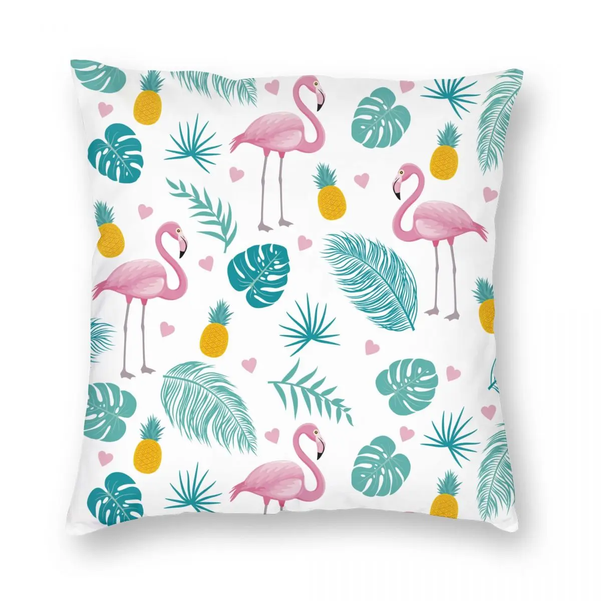 

Наволочка в виде фламинго с тропическими листьями