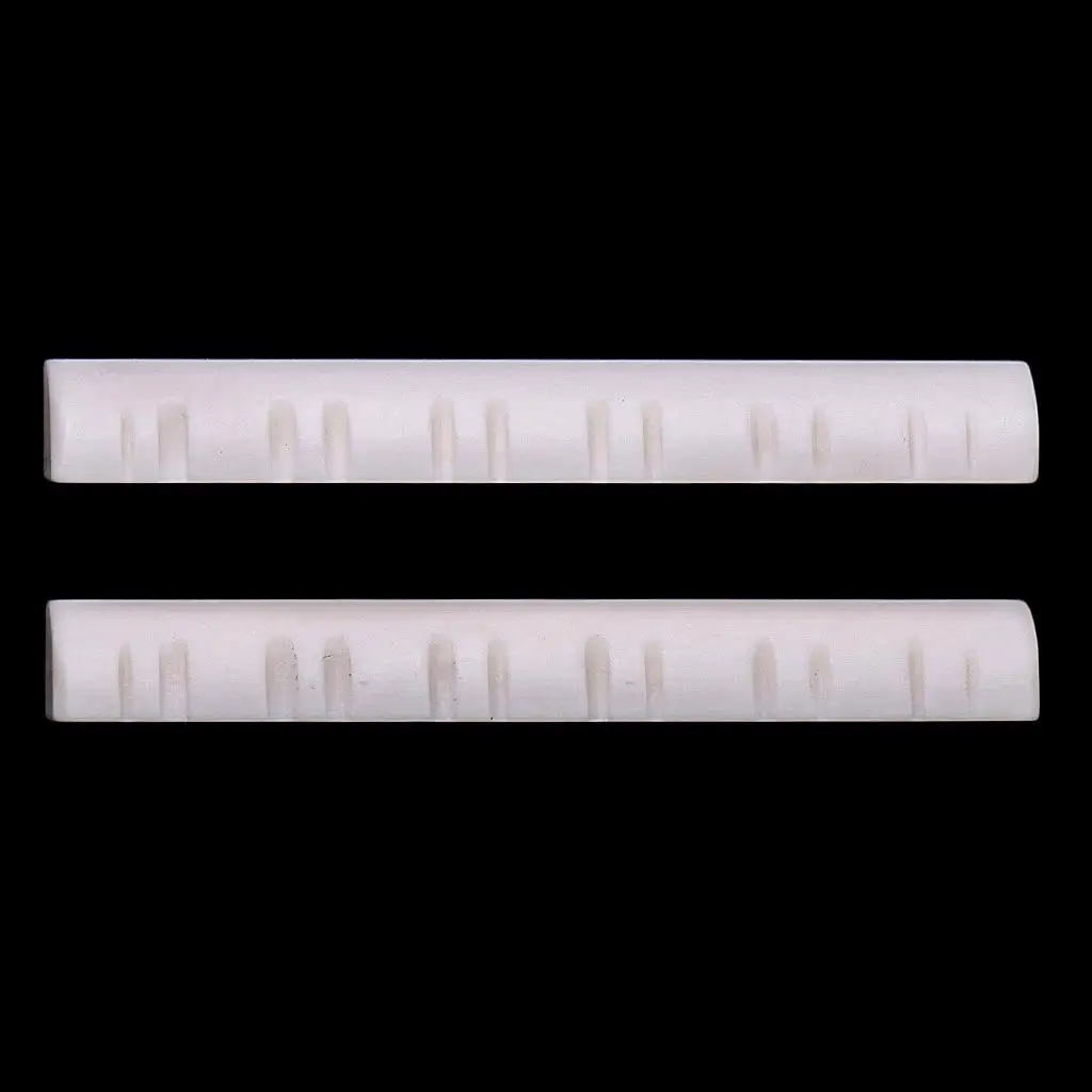Slotted Saddle String Nut Bone for 12-String Guitar Accessory 2 Pieces