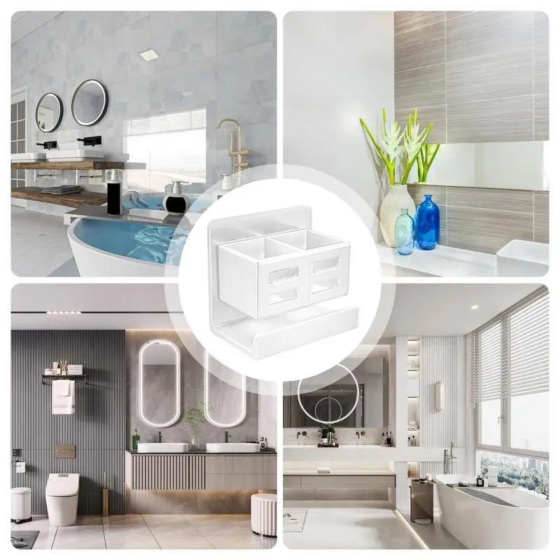 No Drill Shower Shelves Bathroom Organizer Rack Wall-Mounted Bathroom Shelves Over Toilet Floating Bathroom Shelves For Inside 5