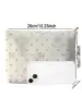 1pc，Pink bow patterned corduroy zipper makeup bag, lightweight and multifunctional makeup storage bag 3