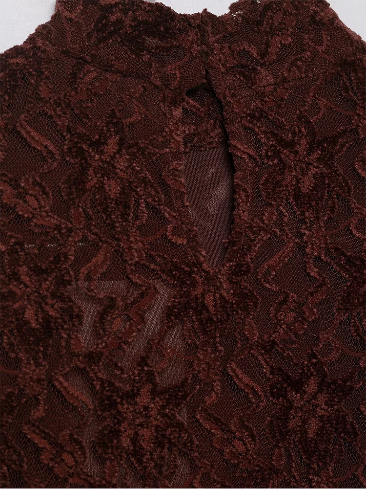 Sexy Women's Lace Mini Dresses Solid Color Turtleneck Long Sleeves Elegant Bodycon Streetwear Fashion Female Soft Lace Dress