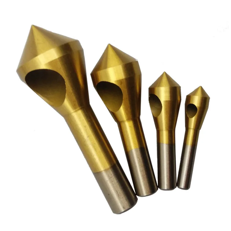 

4Pcs 2-5mm 5-10mm 10-15mm 15-20mm Titanium Coated Countersink & Deburring Center Drill Bits Expanding Step Chamfering