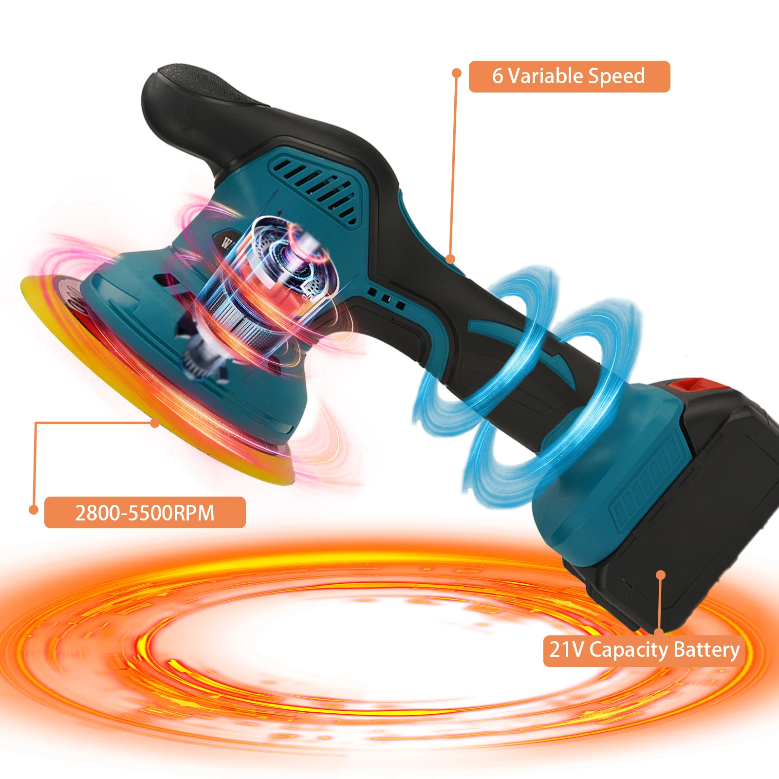 Car Polishers and Buffers Cordless, Cordless Buffer Polisher Kit with 6 Variable Speed 2800-5500rpm, 21V Cordless Polisher for C