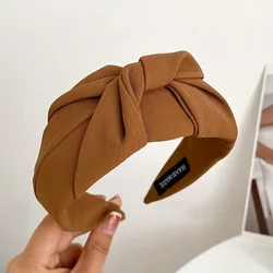 Vintage - Inspired Knotted Headbands - Soft, Wide Cloth Hair Accessories (Brown)
