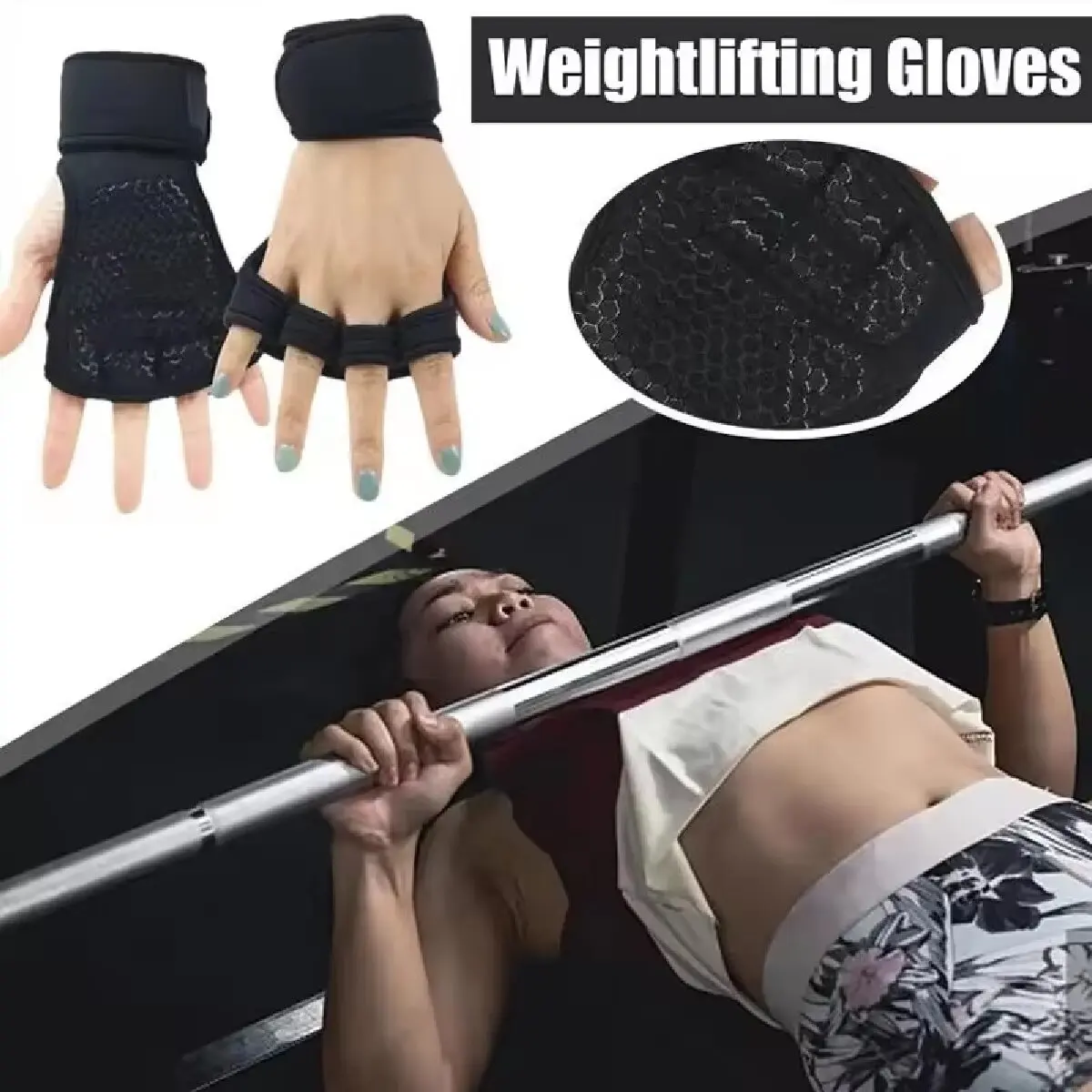 Half Finger Weight Training Gloves for Men Women Fitness Sports Wrist Palm Protector Gloves Anti-slip Gym Cycling Gloves Black 3