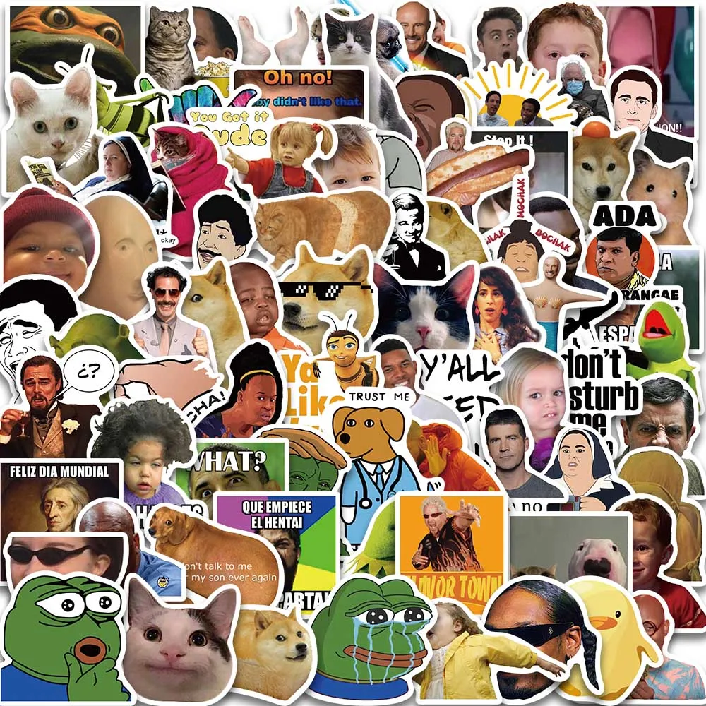 TICKLELY 200 Meme Sticker - Lustige Katzen & Hunde Aufkleber Set