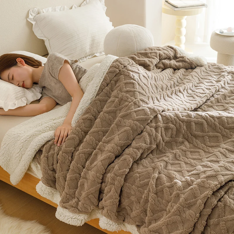 Bear & Panda Waffle Flannel Fleece Mink Throw - Sofa/Bedspread/travel Blankets U2013Honeycomb Super Soft, Light-weighted, Warm, Cosy Large Size Single