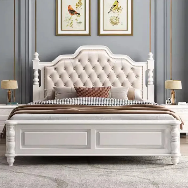 Royal European Double Bed Designer Luxury Leather Sleeping Modern Twin Bed Frame King Size Letto Matrimoniale Mobili Per La Casa