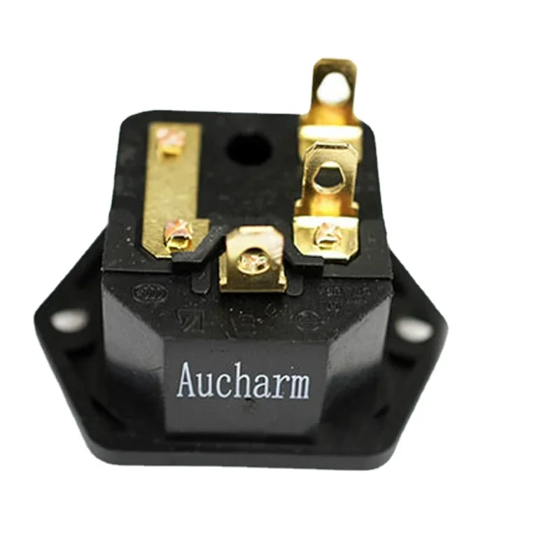Фото Aucharm позолоченная медная розетка C13 IEC с стандартным Hi-Fi аудиоадаптером питания №2