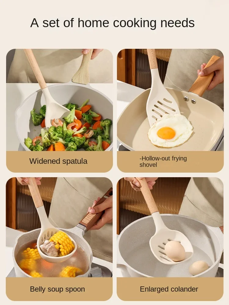KAWASIMAYA Silicone Spatula Non-stick Pan Special Frying Spatula Cookware High Temperature Resistant Food-grade Soup Spoon Set