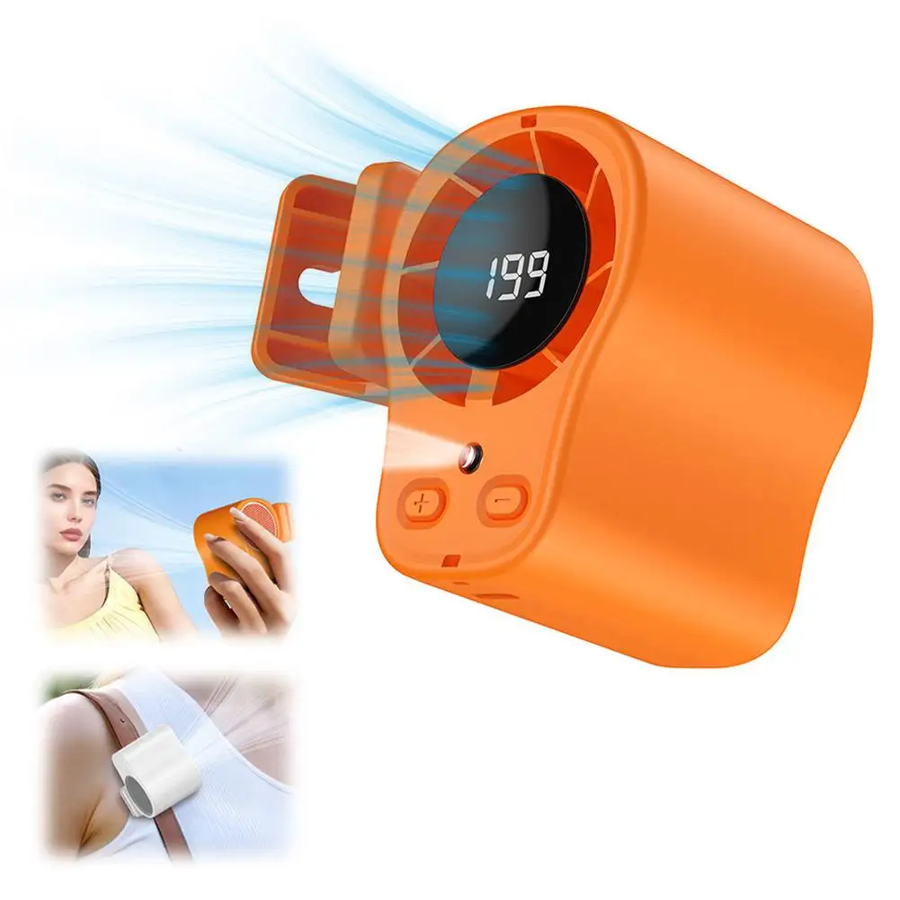 Portable USB Rechargeable Clip-On Fan with LED Display and 360° Rotation