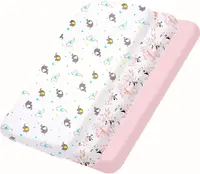 3Pcs/4Pcs Organic Elastic fabric Infant Fitted Crib Sheets 97 x 66cm Cartoon for Baby Girls Boys Baby bedding Mattress Cover 1