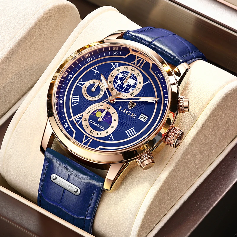 

Men Watches LIGE Luxury Fashion Waterproof Quartz Watch for Men Business Casual Sport Man Date Chronograph Relogio Masculino+Box