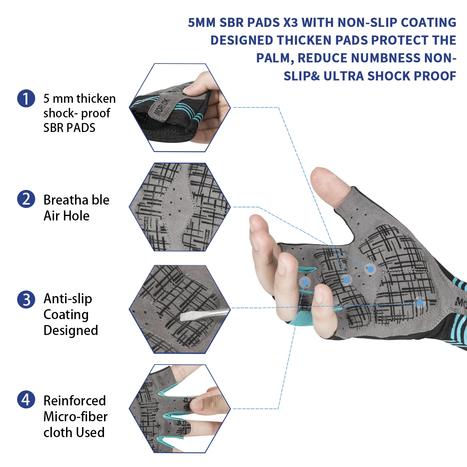 Sports Half Finger Gloves Cycling Gloves Sport Gloves Road Bike Cycling Gloves Half Finger Breathable 3MM SBR Pads Shockproof MTB Biking Unisex