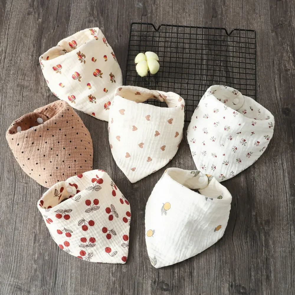 Baby Muslin Bibs Triangle Soft Cotton Burp Cloth Saliva Towel Apron Bandana Scarf Boys Girls Feeding