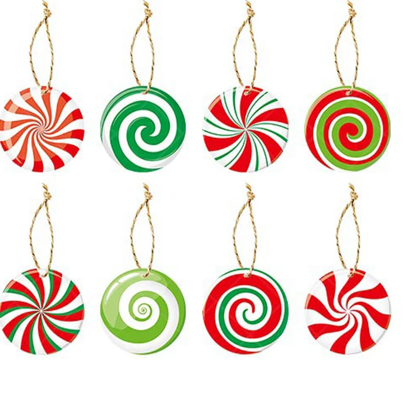 (16 Pcs/pack) 9cm Candy Paper Pendant Christmas Sticker Decorative Graffiti Sticker New Year Decorative Sticker Sweet DIY