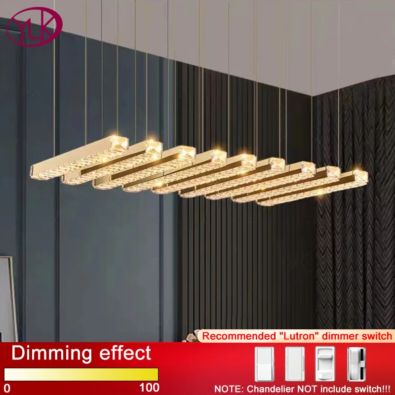 

Современная светодиодная Люстра для столовой, Роскошный домашний декор, прямоугольное освещение для кухни, островка, светодиодная хрустальная лампа